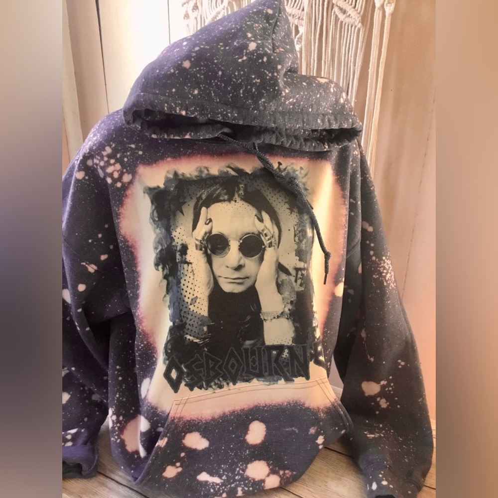 Hand Bleached Ozzy Osbourne Hoodie, Unisex Hoodie